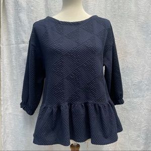 Anthro Maeve NWT Chevron Peplum Top w 3/4 Sleeves